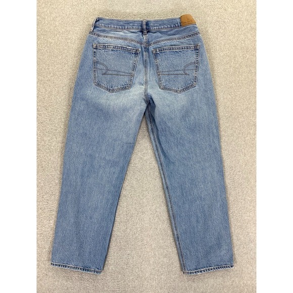 American Eagle Jeans Womens 8 Short Blue 90s Low Rise Straight Light Wash - Picture 9 of 10